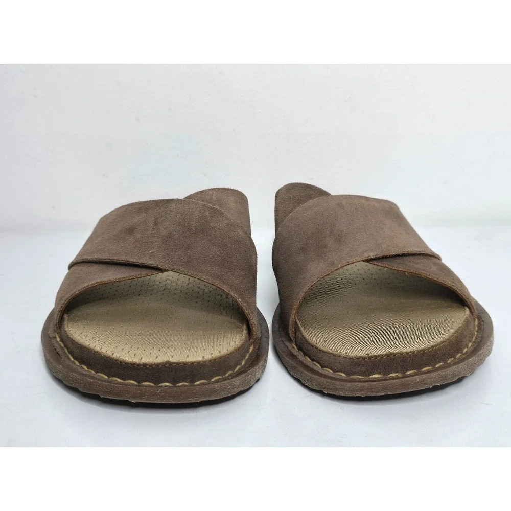 Born Mens Size 12 Getaway Brown Suede Leather Distressed Slide Sandals Shoes